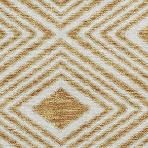 HomeRoots 10' X 14' Gold and Ivory Geometric Area Rug - Washable, UV-Protected, Non-Slip for Busy Homes 671372