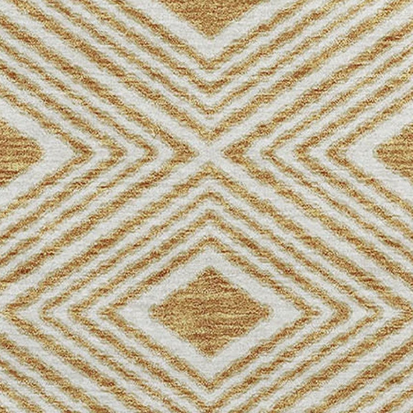 HomeRoots 10' X 14' Gold and Ivory Geometric Area Rug - Washable, UV-Protected, Non-Slip for Busy Homes 671372