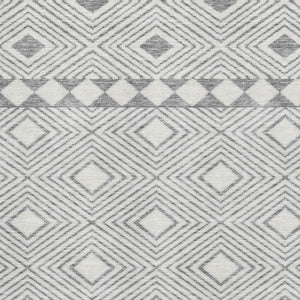 HomeRoots 9' X 12' Gray and Ivory Geometric Washable Area Rug – Durable, Stain-Resistant, and UV-Protected! 671377
