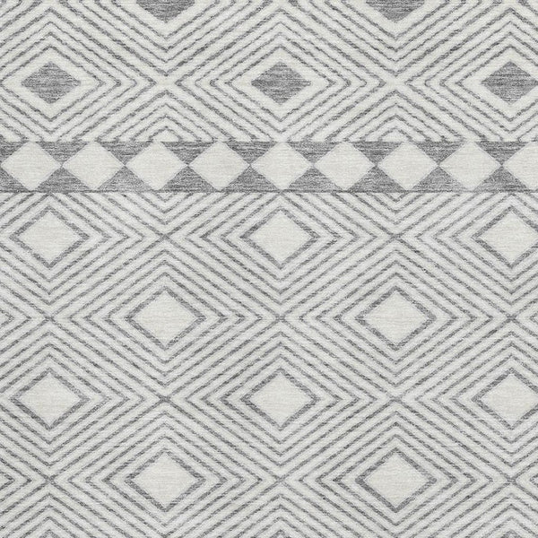 HomeRoots 9' X 12' Gray and Ivory Geometric Washable Area Rug – Durable, Stain-Resistant, and UV-Protected! 671377