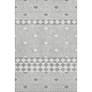 HomeRoots 10' X 14' Stylish Gray & Ivory Geometric Area Rug – Washable, UV Protected, Perfect for Family Spaces! 671378