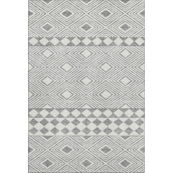 HomeRoots 10' X 14' Stylish Gray & Ivory Geometric Area Rug – Washable, UV Protected, Perfect for Family Spaces! 671378