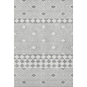 HomeRoots 10' X 14' Stylish Gray & Ivory Geometric Area Rug – Washable, UV Protected, Perfect for Family Spaces! 671378