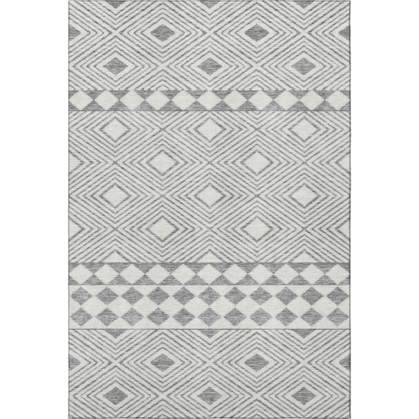 HomeRoots 10' X 14' Stylish Gray & Ivory Geometric Area Rug – Washable, UV Protected, Perfect for Family Spaces! 671378