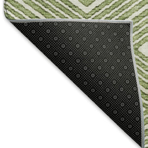HomeRoots 5' X 8' Modern Green and Ivory Geometric Area Rug – Washable, UV Protected, Durable for High Traffic Spaces 671380