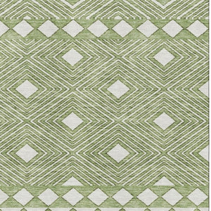 HomeRoots 5' X 8' Modern Green and Ivory Geometric Area Rug – Washable, UV Protected, Durable for High Traffic Spaces 671380