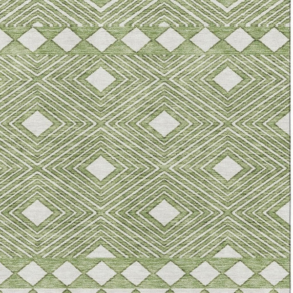 HomeRoots 5' X 8' Modern Green and Ivory Geometric Area Rug – Washable, UV Protected, Durable for High Traffic Spaces 671380