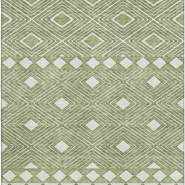 HomeRoots 5' X 8' Modern Green and Ivory Geometric Area Rug – Washable, UV Protected, Durable for High Traffic Spaces 671380