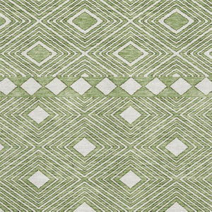 HomeRoots 9' X 12' Green and Ivory Geometric Area Rug - Washable, Stain Resistant, UV Protected for Any Room 671383