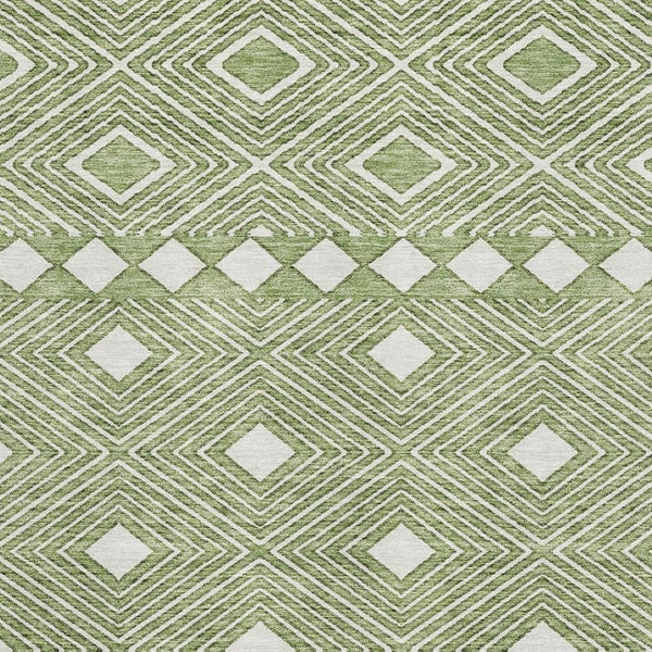 HomeRoots 9' X 12' Green and Ivory Geometric Area Rug - Washable, Stain Resistant, UV Protected for Any Room 671383