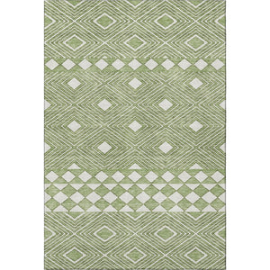 HomeRoots 10' Green and Ivory Geometric Washable Area Rug - Durable, Stain-Resistant with UV Protection! 671384