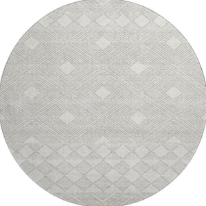 HomeRoots 8' Ivory and Beige Geometric Round Rug - Washable, UV Protected, Durable for High-Traffic Areas 671387