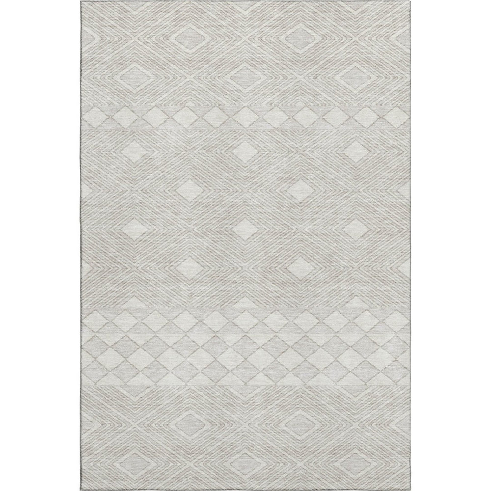 HomeRoots 8' X 10' Ivory & Beige Geometric Washable Area Rug – Stylish, Stain-Resistant, UV Protected Design! 671388