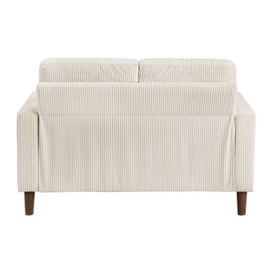 English Elm Modern Beige Corduroy Loveseat with Track Arms, Plush Cushions & Faux Wood Legs for Cozy Living B011P359659