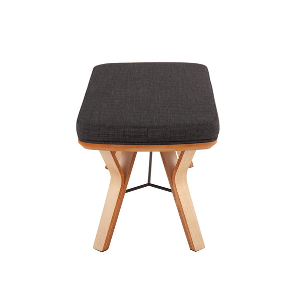 English Elm Folia Upholstered Mid-century Bench with Tapered Wood Legs for Bedroom or Entryway B202S01149