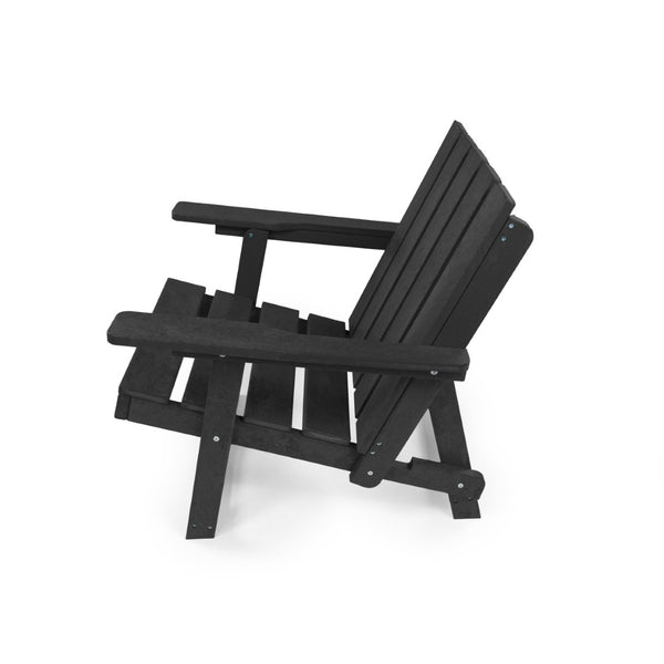 English Elm Shoreline Recycled Hdpe Folding Adirondack Chair Fully Assembled Modern Patio Seating Black B2745P409678