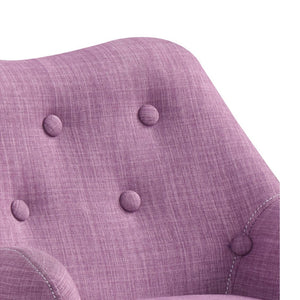 English Elm Linen Kids Chair with Button Tufted Back and Natural Wooden Legs — Cozy, Durable Seating for Playrooms Pink B016P404102