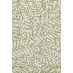 HomeRoots 10' Artichoke Green & Beige Floral Washable Area Rug - UV Protected, Perfect for High-Traffic Spaces 671420