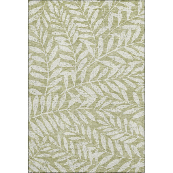 HomeRoots 10' Artichoke Green & Beige Floral Washable Area Rug - UV Protected, Perfect for High-Traffic Spaces 671420