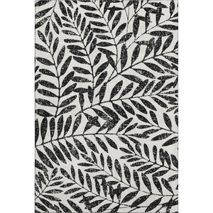 HomeRoots 5' Black and Beige Floral Washable Area Rug - Durable, Stain Resistant with UV Protection for Homes 671422