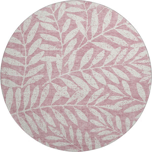 HomeRoots 8' Blush and Ivory Floral Round Rug - Stylish, Washable, UV-Protected, Stain-Resistant for Homes 671429
