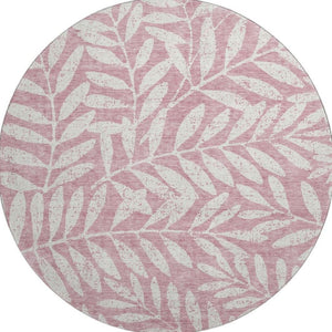 HomeRoots 8' Blush and Ivory Floral Round Rug - Stylish, Washable, UV-Protected, Stain-Resistant for Homes 671429