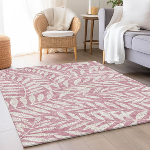 HomeRoots 8' X 10' Blush & Ivory Floral Area Rug - Washable, UV-Protected, Stylish & Family-Friendly Design 671430