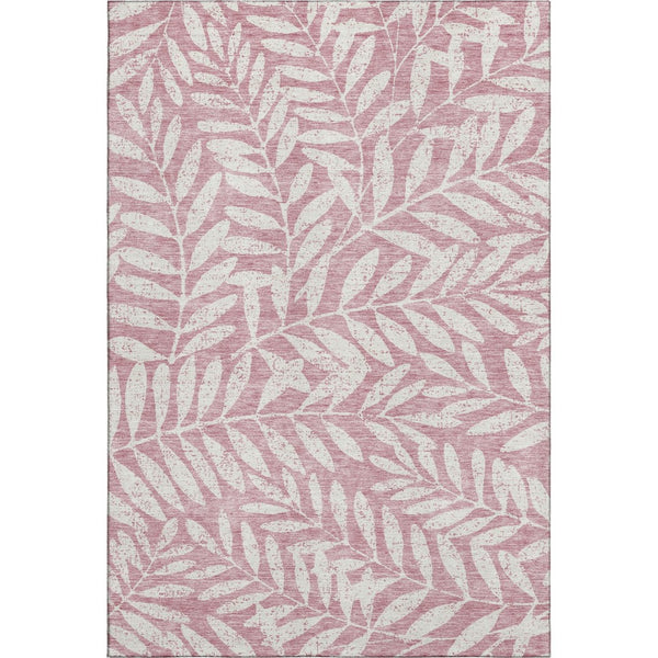 HomeRoots 9' X 12' Blush & Ivory Floral Area Rug - Washable, UV Protected, Ideal for Homes with Kids & Pets 671431