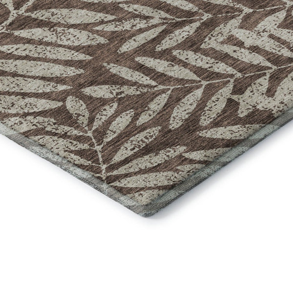 HomeRoots 5' X 8' Brown & Beige Floral Area Rug - Washable, Stain Resistant, UV Protected for Easy Care & Style 671434