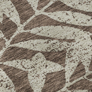 HomeRoots 8' Brown And Beige Floral Round Area Rug - Washable, UV Protected, Durable Design for Busy Homes 671435