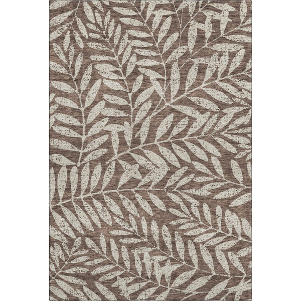 HomeRoots 9' X 12' Brown and Beige Floral Area Rug - Washable, UV Protected, Durable & Stylish for Any Room 671437