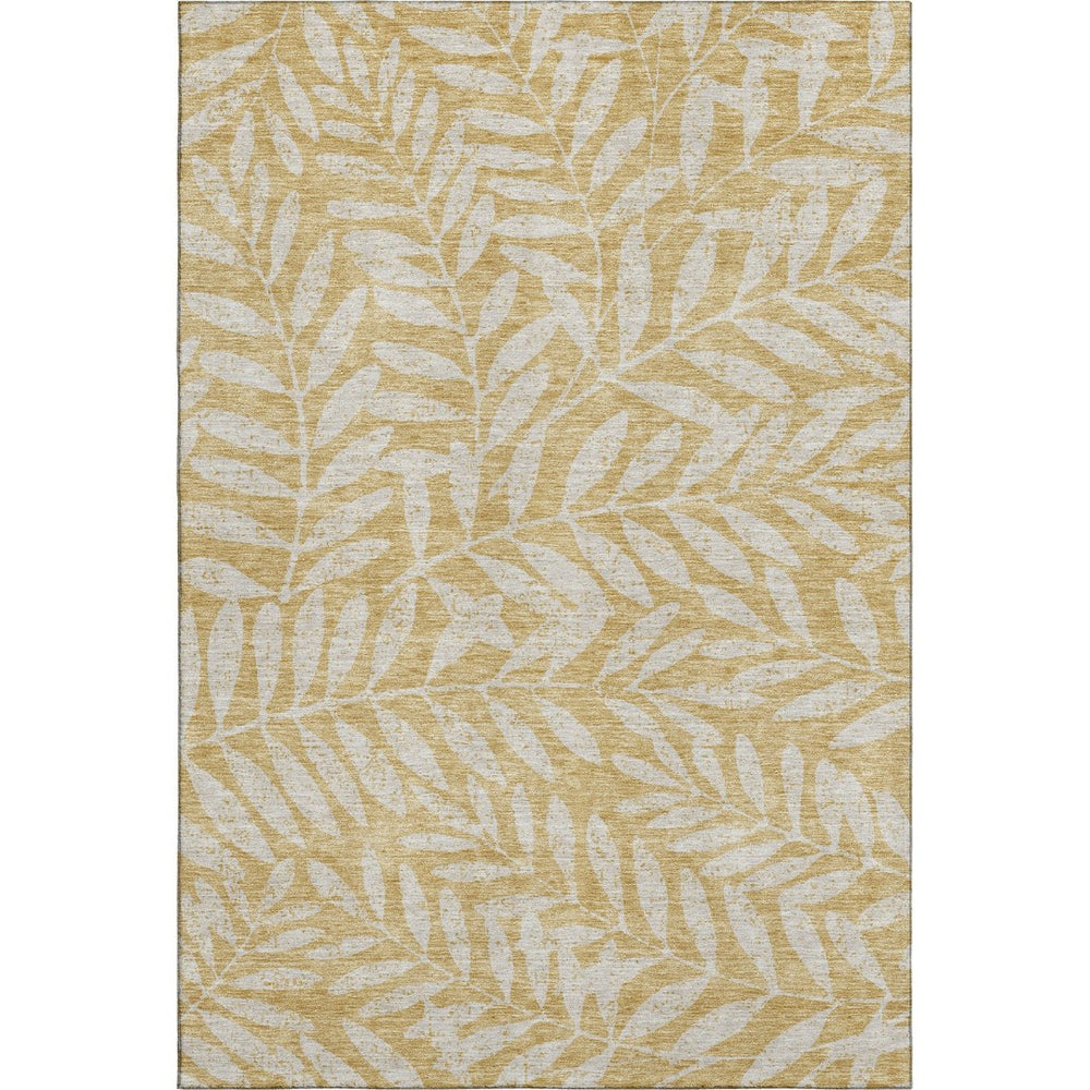 HomeRoots 8' X 10' Elegant Gold and Ivory Floral Area Rug - Washable, Stain Resistant, UV Protected Beauty 671442