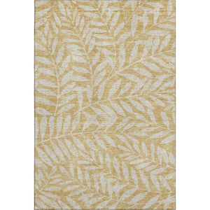 HomeRoots 9' X 12' Gold And Ivory Floral Area Rug - Washable, UV Protected, Durable Design for Any Space 671443
