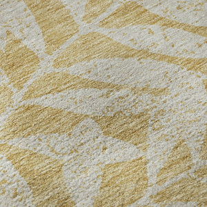 HomeRoots 9' X 12' Gold And Ivory Floral Area Rug - Washable, UV Protected, Durable Design for Any Space 671443