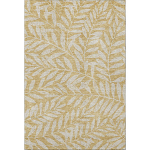 HomeRoots 9' X 12' Gold And Ivory Floral Area Rug - Washable, UV Protected, Durable Design for Any Space 671443