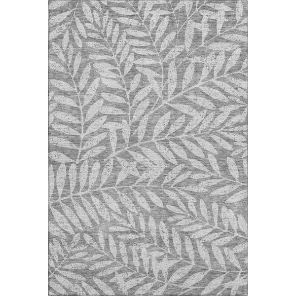 HomeRoots 8' X 10' Gray & Silver Floral Area Rug - Washable, Stain Resistant, UV Protected for Any Room 671448