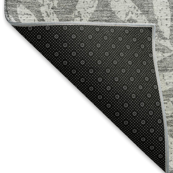 HomeRoots 8' X 10' Gray & Silver Floral Area Rug - Washable, Stain Resistant, UV Protected for Any Room 671448