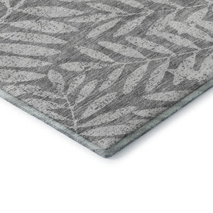 HomeRoots 8' X 10' Gray & Silver Floral Area Rug - Washable, Stain Resistant, UV Protected for Any Room 671448