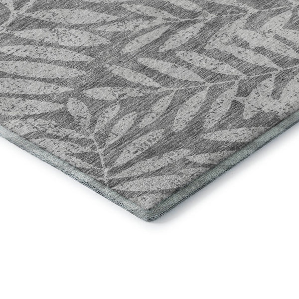 HomeRoots 8' X 10' Gray & Silver Floral Area Rug - Washable, Stain Resistant, UV Protected for Any Room 671448