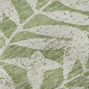 HomeRoots 5' X 8' Green And Beige Floral Area Rug - Washable, UV Protected, Perfect for High-Traffic Spaces 671452