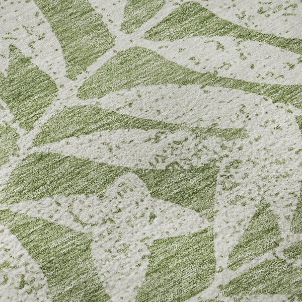 HomeRoots 5' X 8' Green And Beige Floral Area Rug - Washable, UV Protected, Perfect for High-Traffic Spaces 671452
