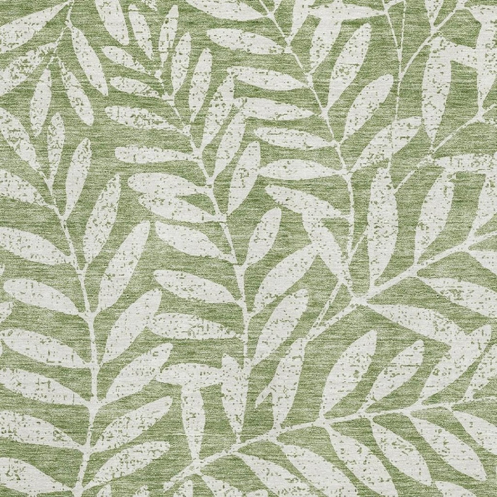 HomeRoots 8' X 10' Green & Beige Floral Area Rug - Durable, Washable, UV-Protected for Homes with Kids & Pets 671454