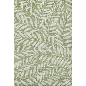 HomeRoots 8' X 10' Green & Beige Floral Area Rug - Durable, Washable, UV-Protected for Homes with Kids & Pets 671454