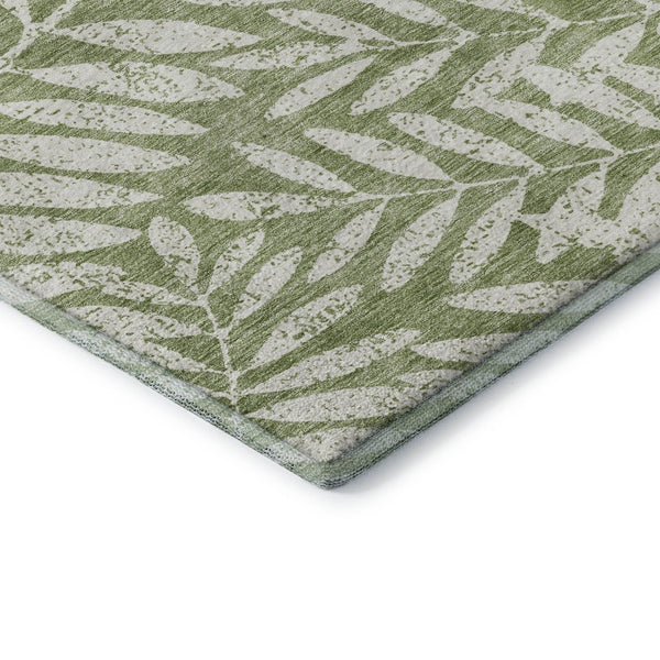 HomeRoots 10' X 14' Green And Beige Floral Washable Area Rug – UV Protected, Durable, Stylish for Large Spaces 671456