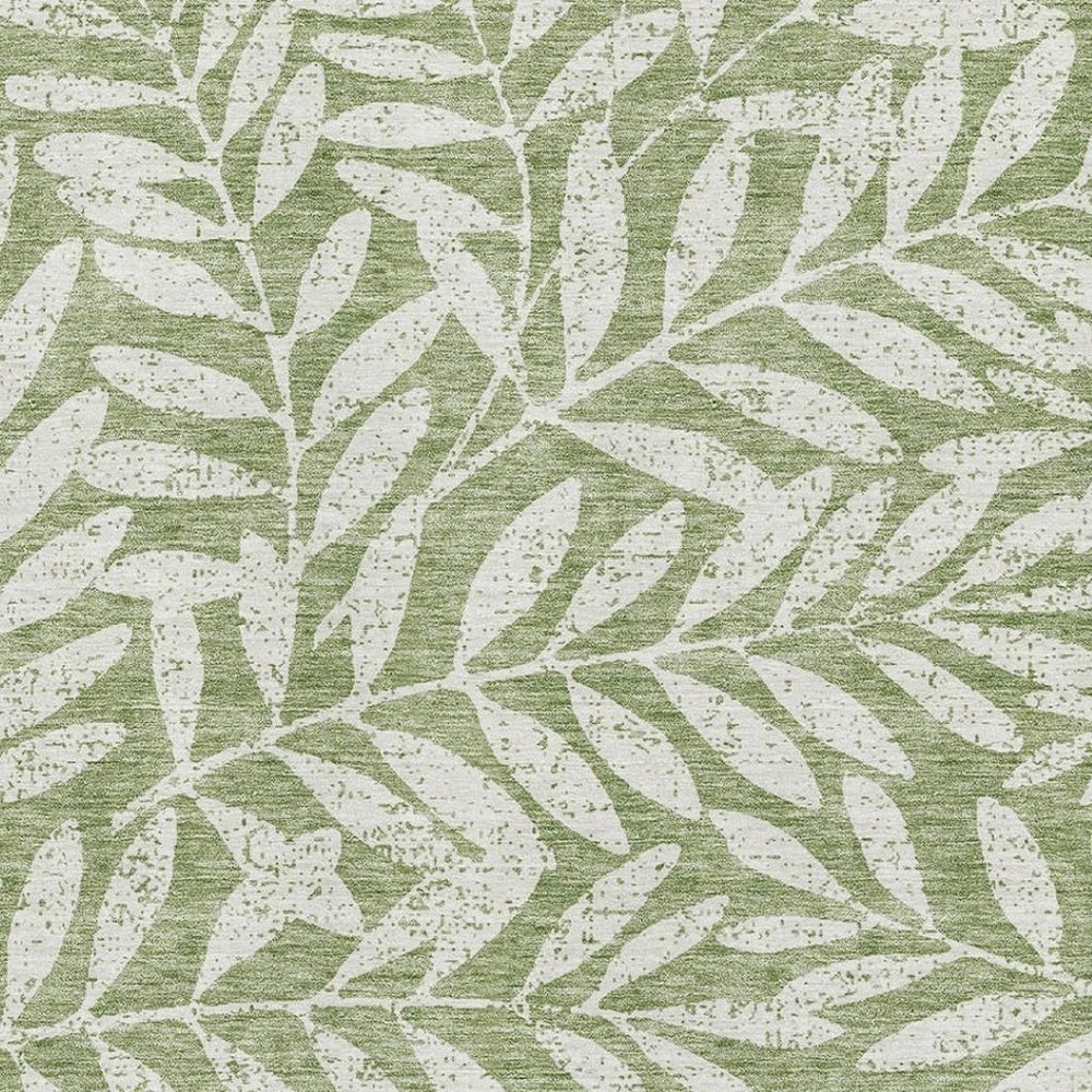 HomeRoots 10' X 14' Green And Beige Floral Washable Area Rug – UV Protected, Durable, Stylish for Large Spaces 671456