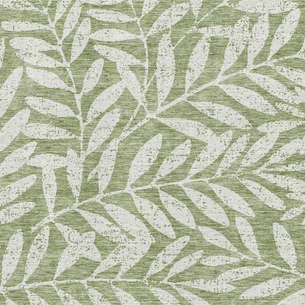 HomeRoots 10' X 14' Green And Beige Floral Washable Area Rug – UV Protected, Durable, Stylish for Large Spaces 671456