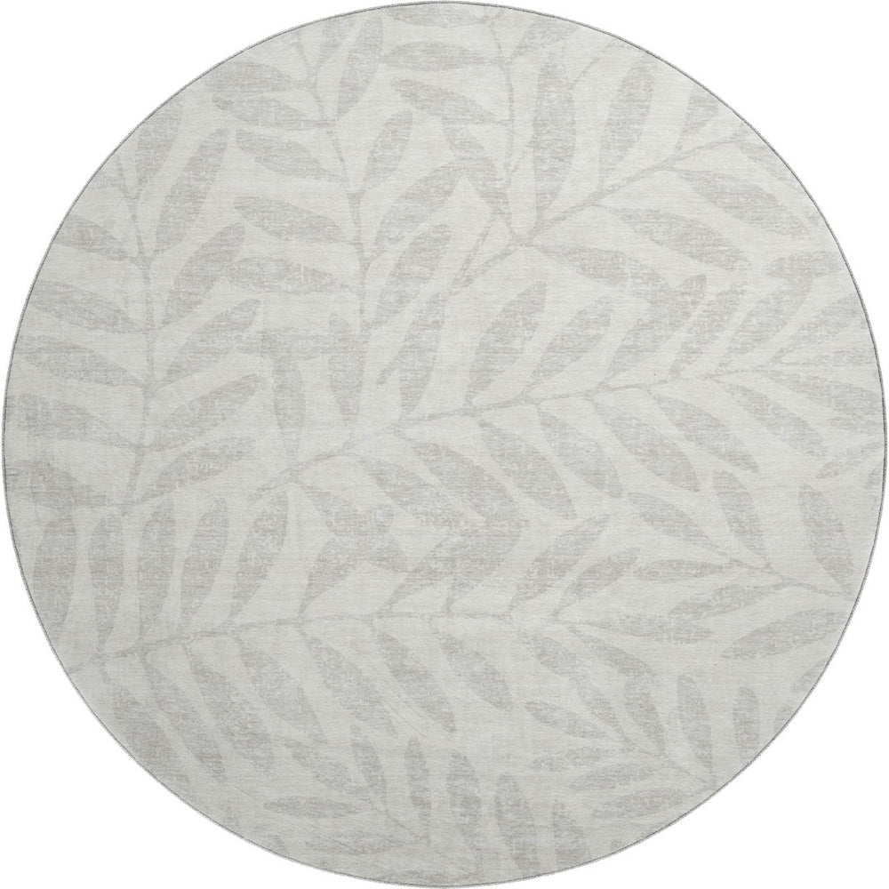 HomeRoots 8' Ivory and Beige Floral Round Rug - Washable, UV Protected, Perfect for Family Rooms & Play Areas! 671459