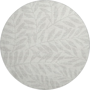HomeRoots 8' Ivory and Beige Floral Round Rug - Washable, UV Protected, Perfect for Family Rooms & Play Areas! 671459