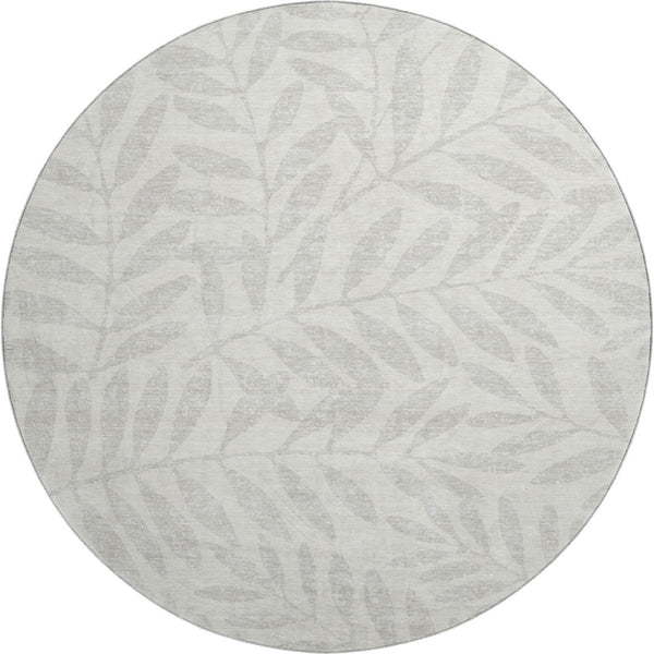 HomeRoots 8' Ivory and Beige Floral Round Rug - Washable, UV Protected, Perfect for Family Rooms & Play Areas! 671459