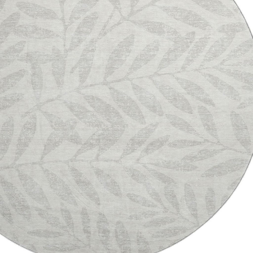 HomeRoots 8' Ivory and Beige Floral Round Rug - Washable, UV Protected, Perfect for Family Rooms & Play Areas! 671459